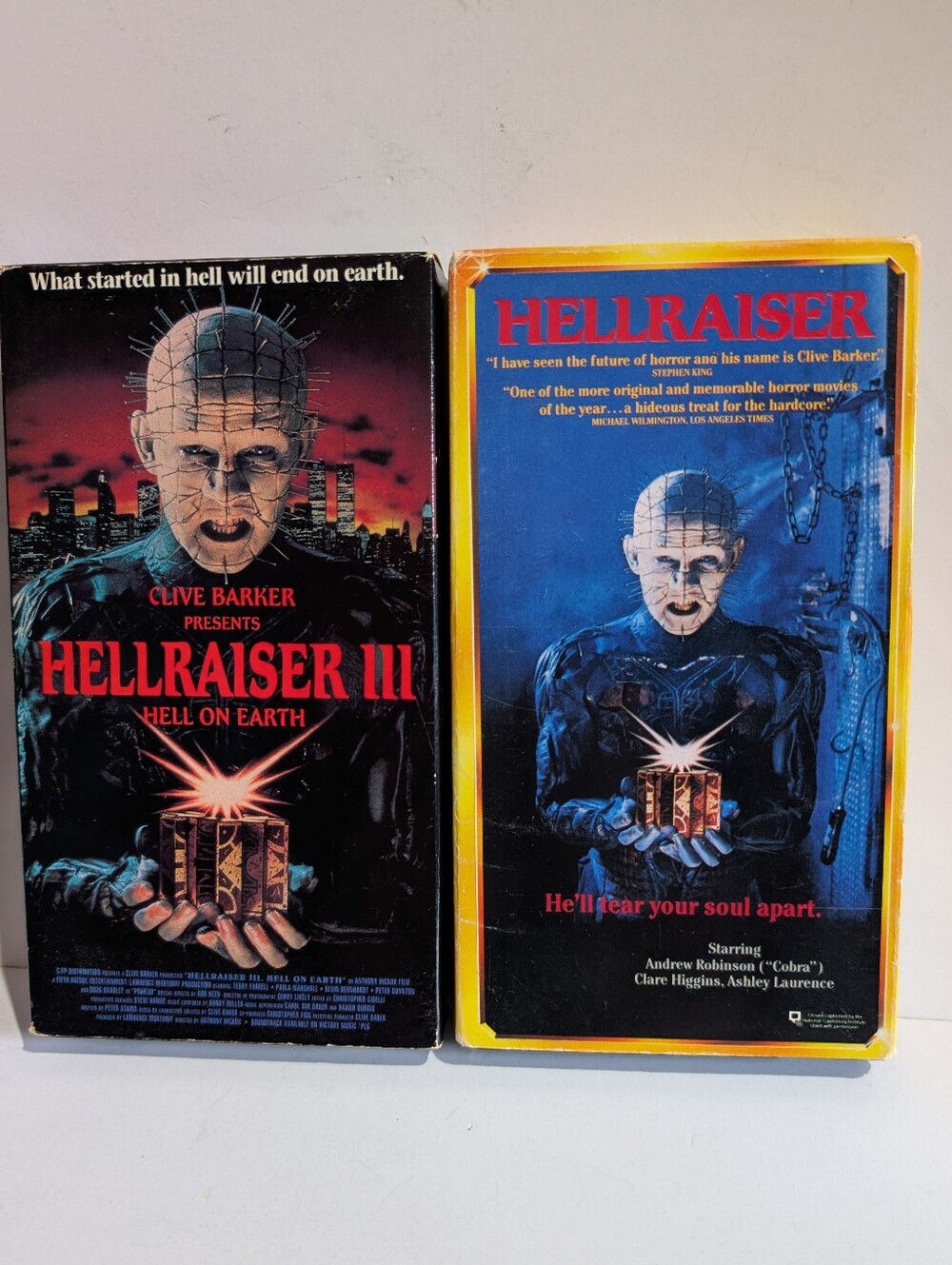 Vtg Horror VHS Movies Lot Of 2 Hellraiser 1 and 3 Horror Cult Halloween